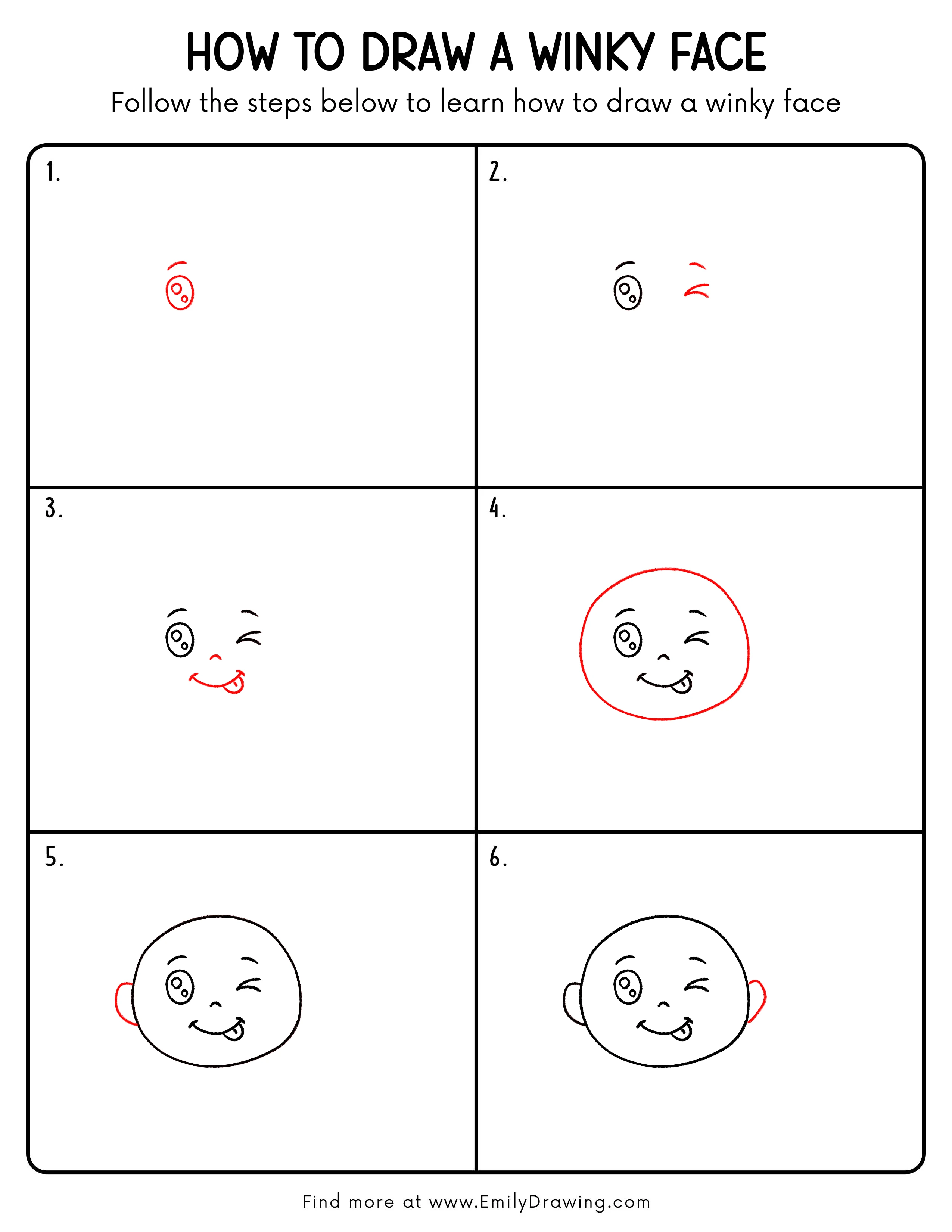 Printable Winky Face Drawing Guide